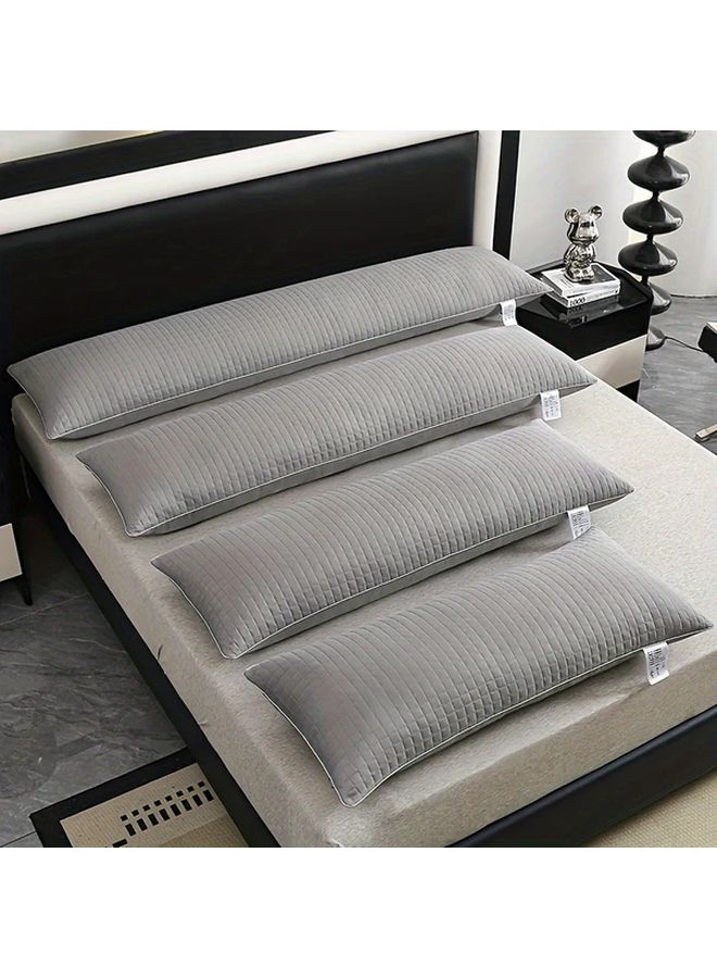 Grey Quilted Bed Pillow 18 9x59 Inches Hypoallergenic Breathable Machine Washable - Image 4